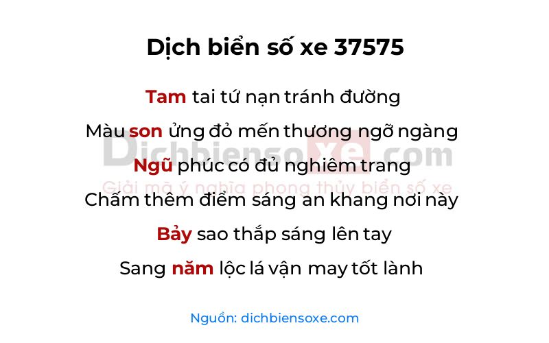 Dịch thơ biển số 37575