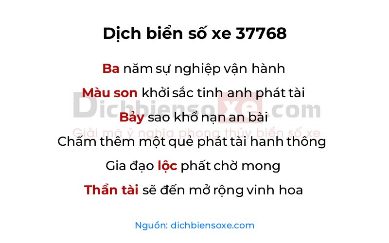 Dịch thơ biển số 37768