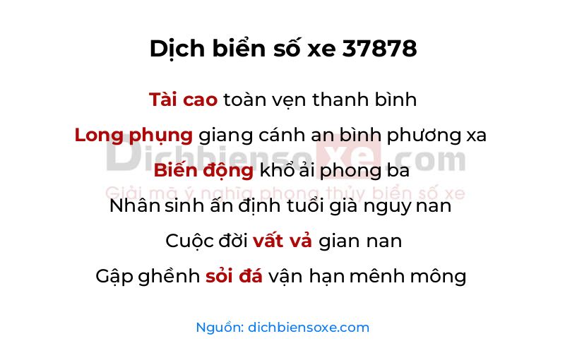 Dịch thơ biển số 37878