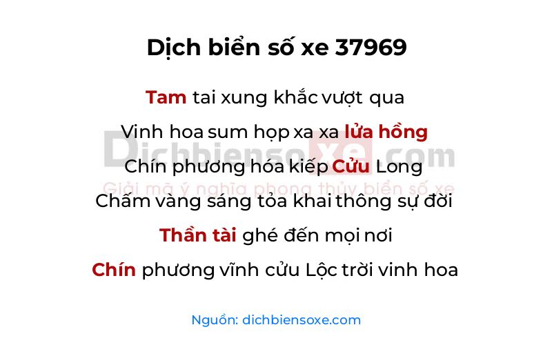 Dịch thơ biển số 37969