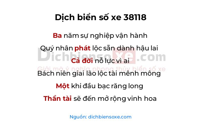 Dịch thơ biển số 38118