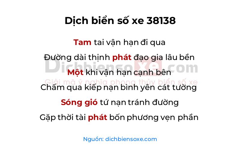 Dịch thơ biển số 38138