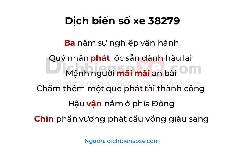 Dịch thơ biển số 38279