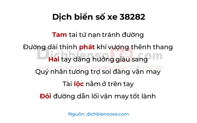 Dịch thơ biển số 38282