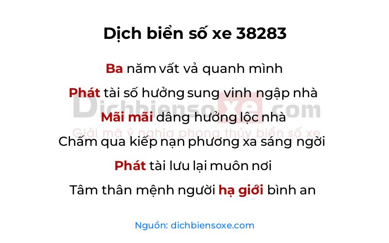 Dịch thơ biển số 38283