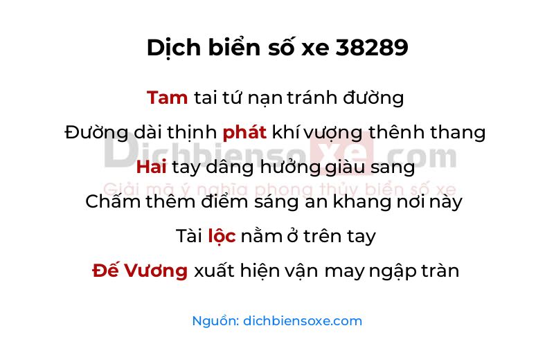 Dịch thơ biển số 38289