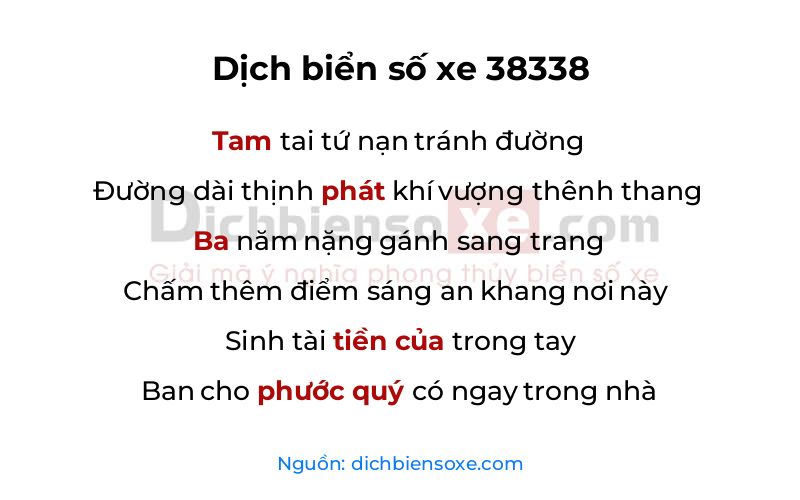 Dịch thơ biển số 38338