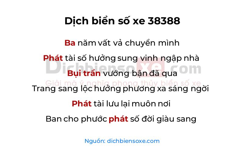 Dịch thơ biển số 38388