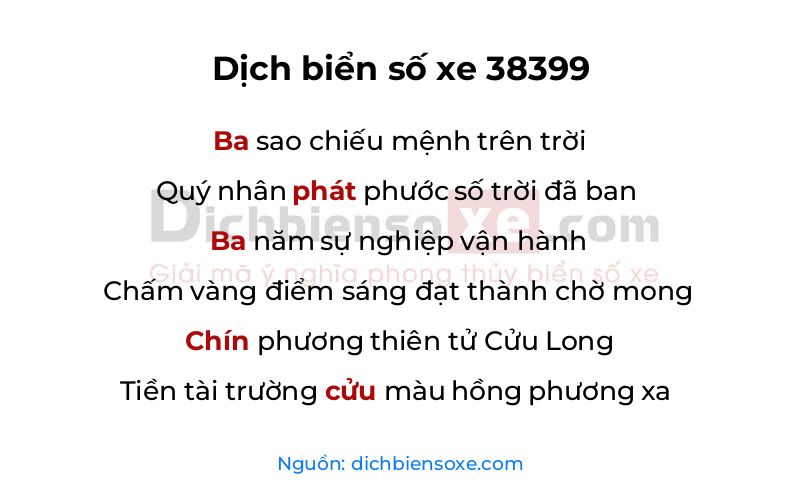 Dịch thơ biển số 38399