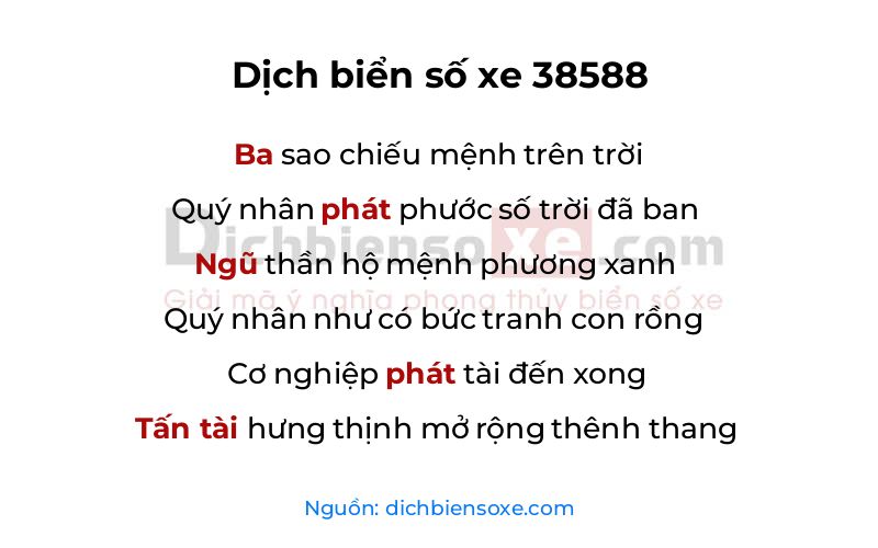 Dịch thơ biển số 38588