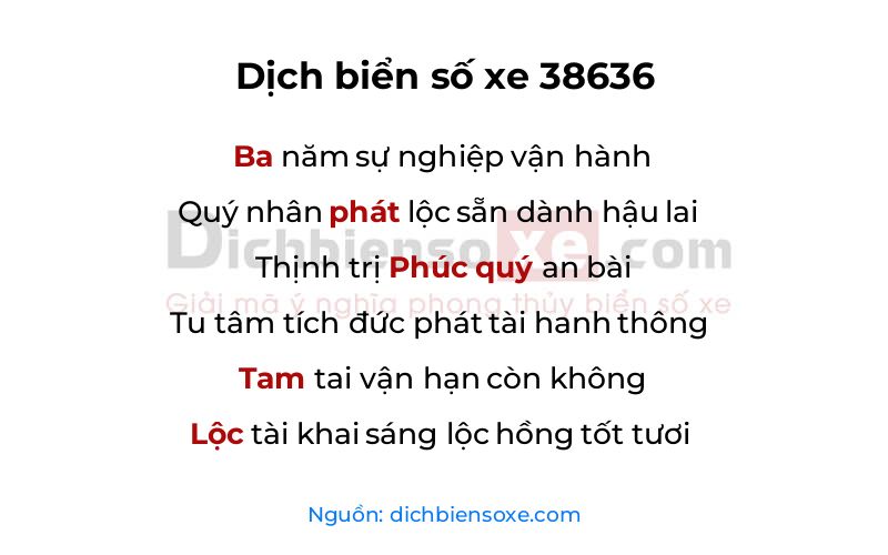 Dịch thơ biển số 38636