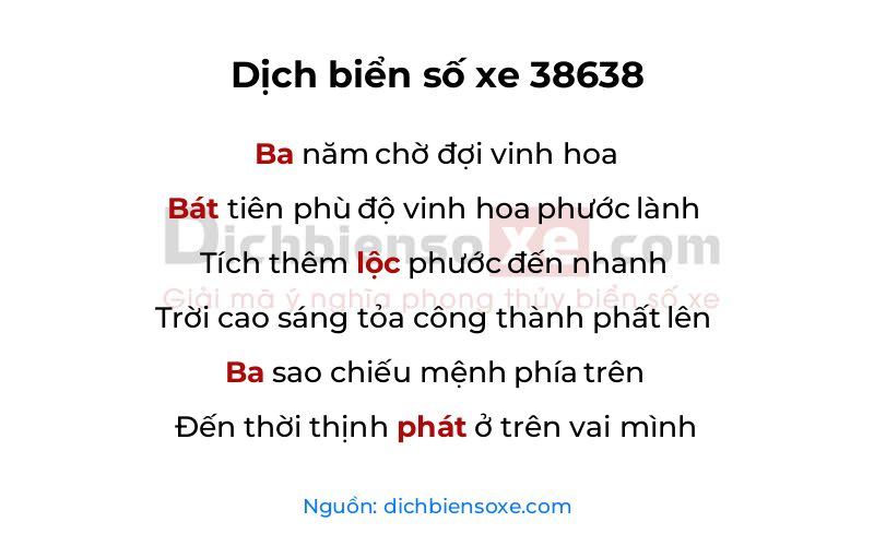 Dịch thơ biển số 38638