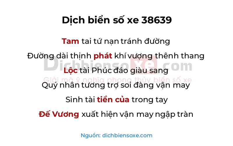 Dịch thơ biển số 38639