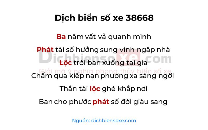 Dịch thơ biển số 38668