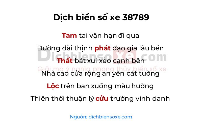 Dịch thơ biển số 38789