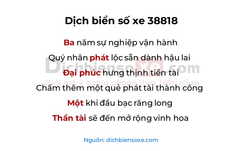 Dịch thơ biển số 38818