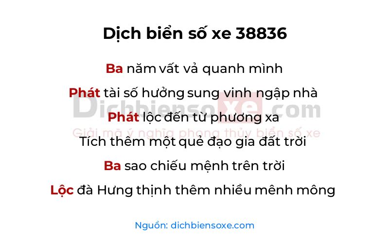 Dịch thơ biển số 38836