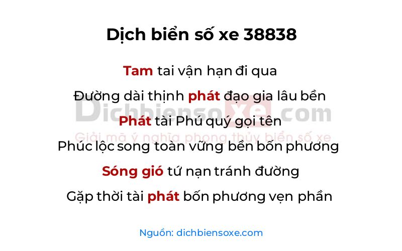 Dịch thơ biển số 38838