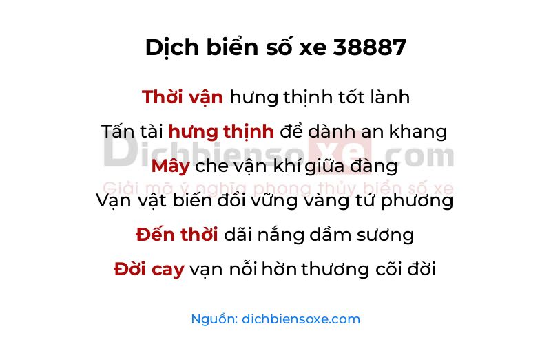 Dịch thơ biển số 38887