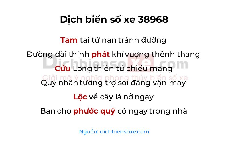 Dịch thơ biển số 38968