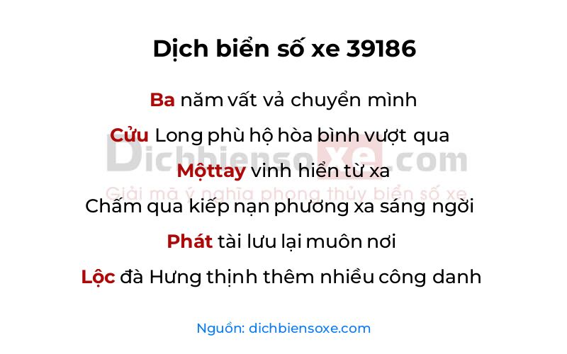 Dịch thơ biển số 39186