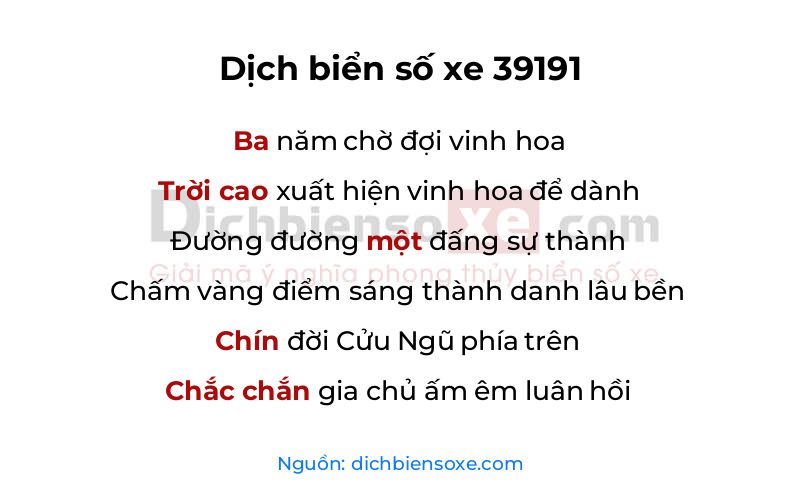 Dịch thơ biển số 39191