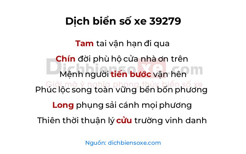 Dịch thơ biển số 39279