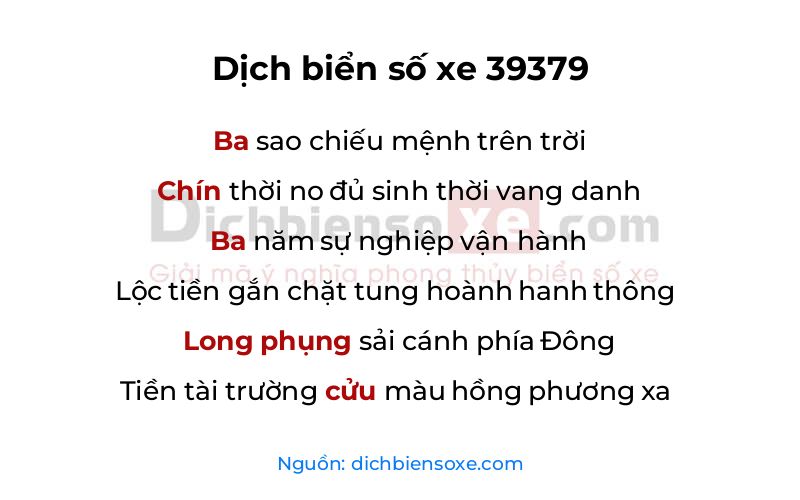 Dịch thơ biển số 39379