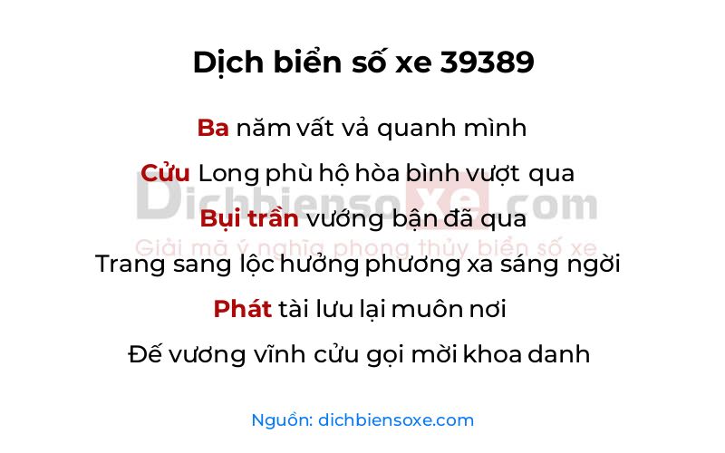 Dịch thơ biển số 39389