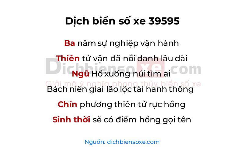 Dịch thơ biển số 39595