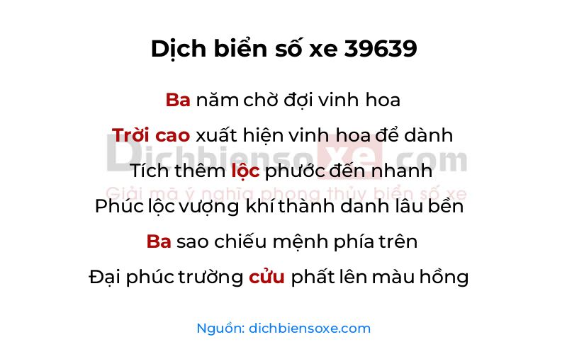 Dịch thơ biển số 39639