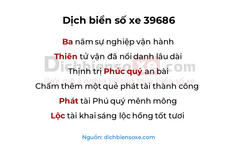 Dịch thơ biển số 39686