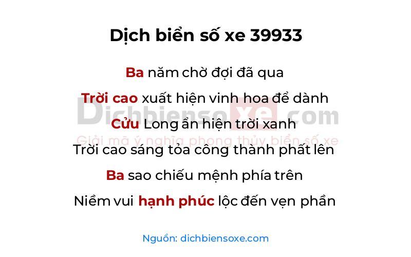 Dịch thơ biển số 39933