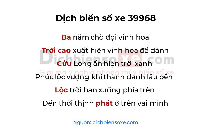 Dịch thơ biển số 39968