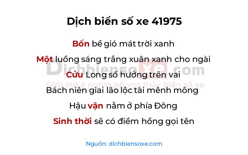 Dịch thơ biển số 41975