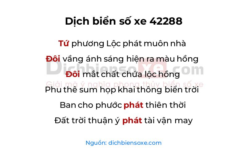 Dịch thơ biển số 42288