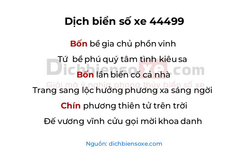 Dịch thơ biển số 44499