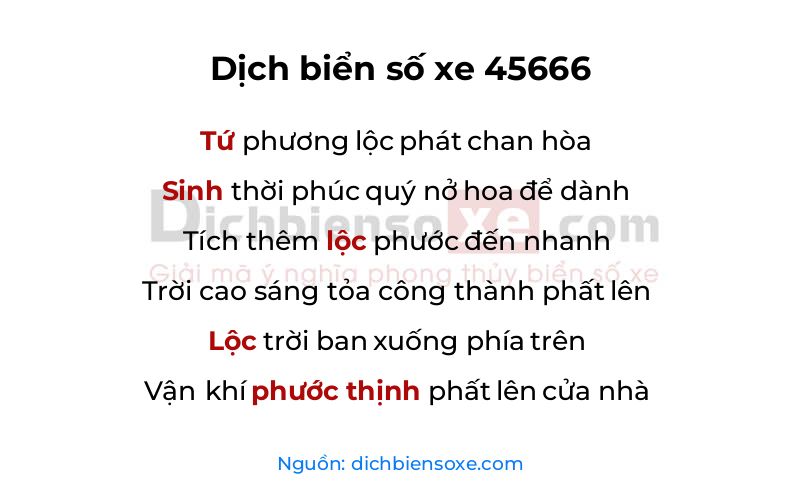 Dịch thơ biển số 45666