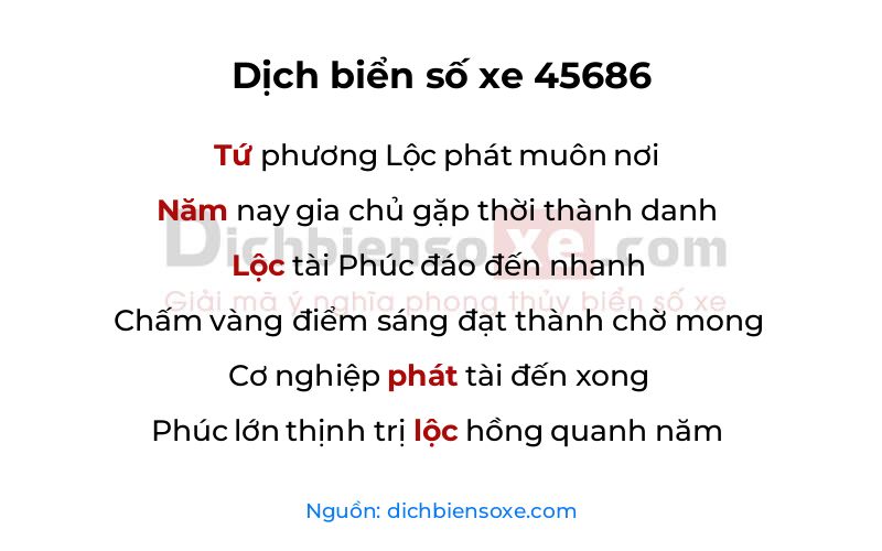 Dịch thơ biển số 45686