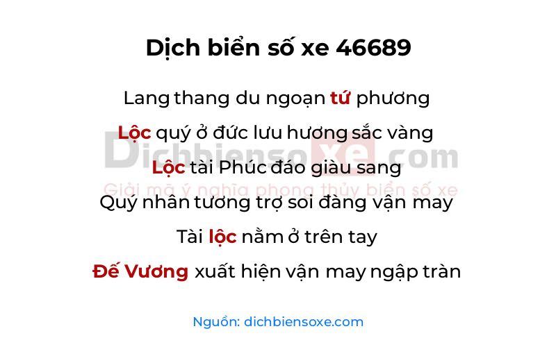 Dịch thơ biển số 46689