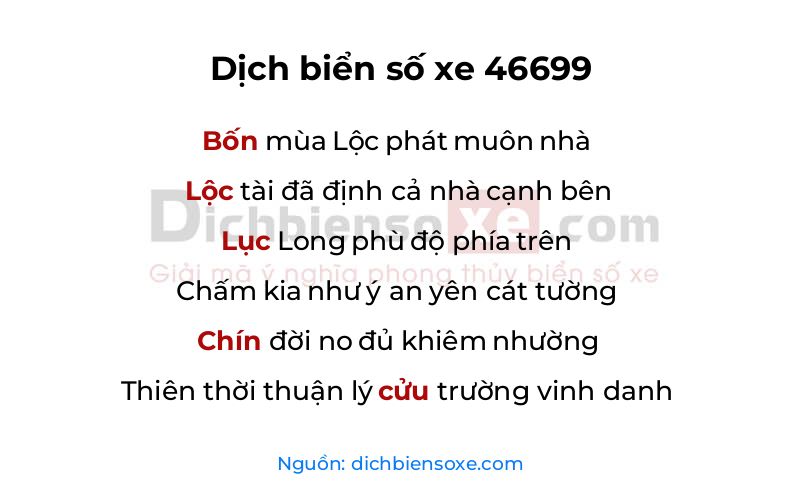 Dịch thơ biển số 46699