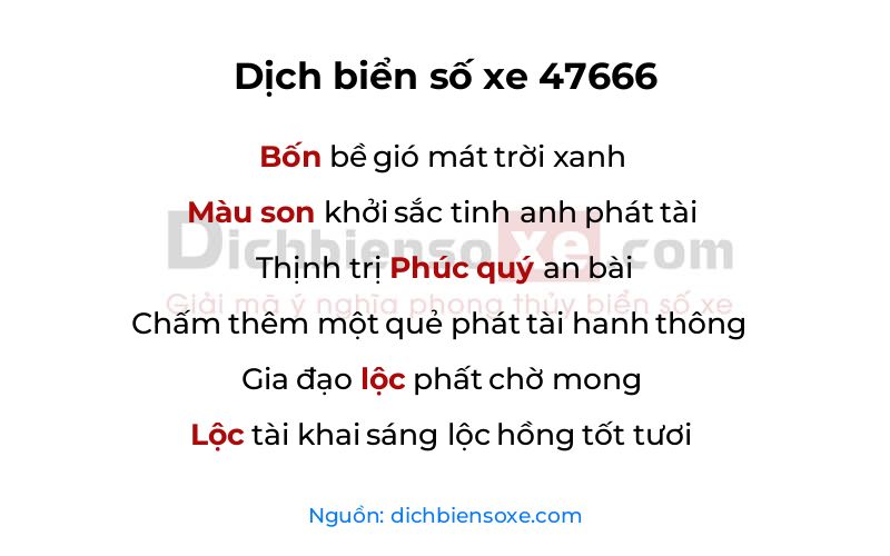 Dịch thơ biển số 47666
