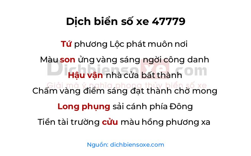 Dịch thơ biển số 47779