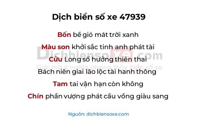 Dịch thơ biển số 47939