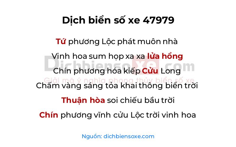 Dịch thơ biển số 47979