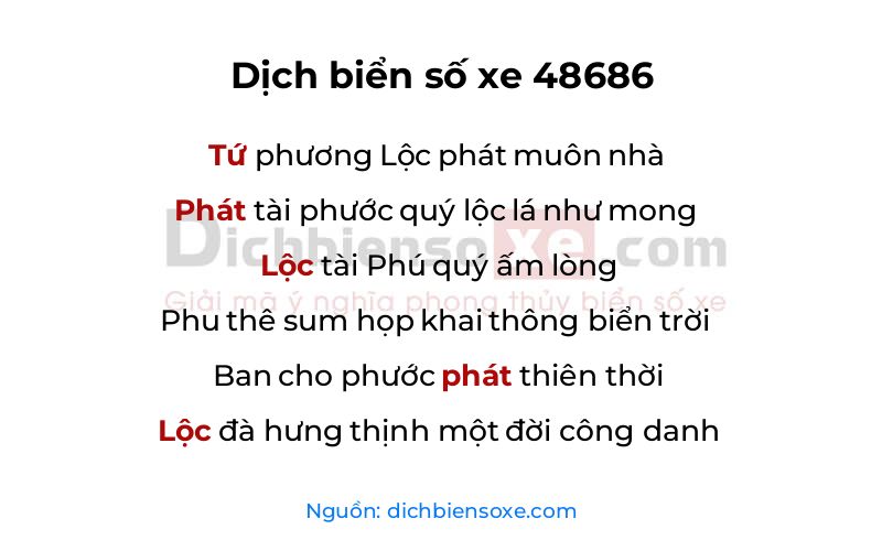 Dịch thơ biển số 48686