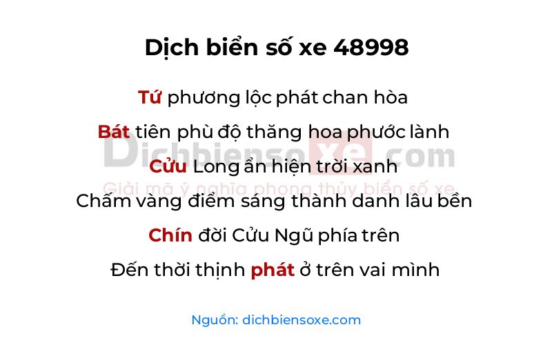 Dịch thơ biển số 48998