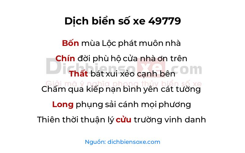 Dịch thơ biển số 49779