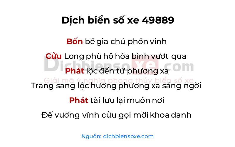 Dịch thơ biển số 49889