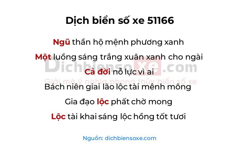 Dịch thơ biển số 51166